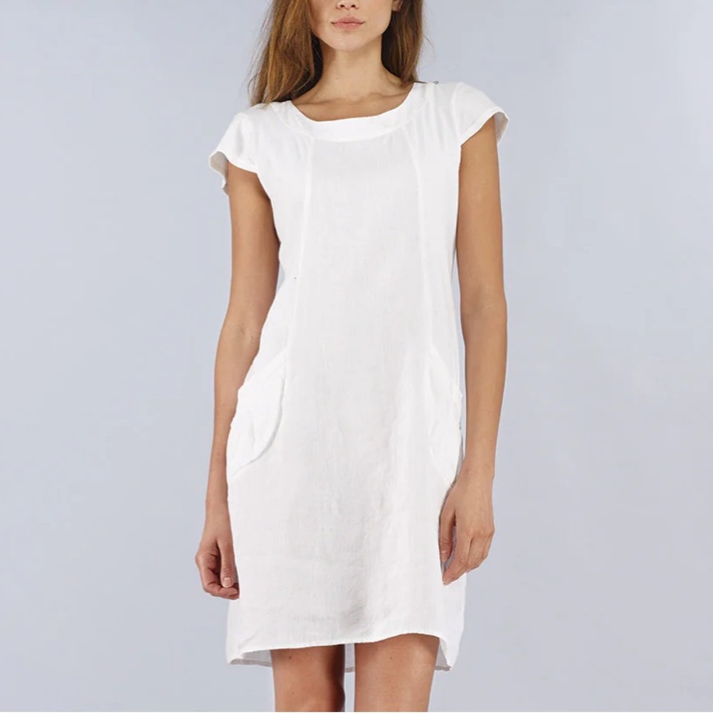 Luna Luz Linen Sheath Dress White size Large $160